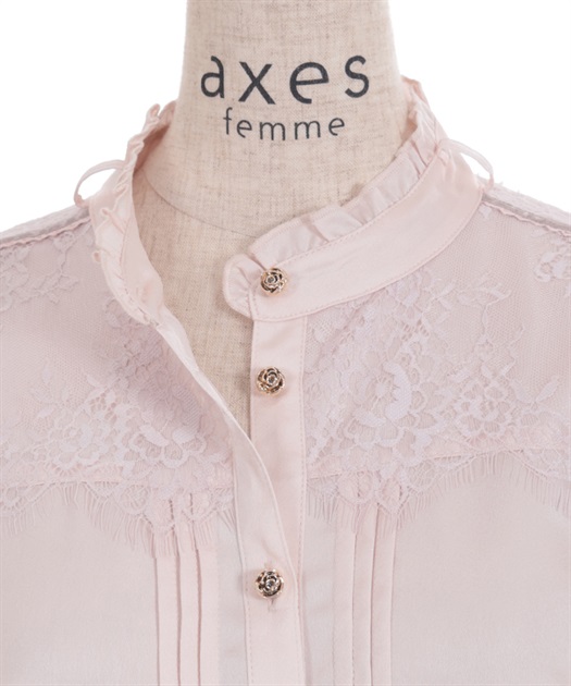 花刺繍リボンサテンブラウス | outlet | axes femme online shop 花刺繍リボンサテンブラウス | outlet | axes femme online shop