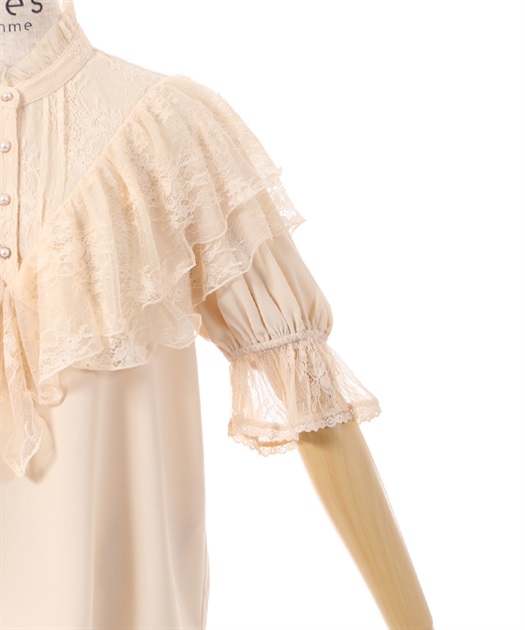 ヨーク切り替え半袖ブラウス | kawaii | axes femme online shop