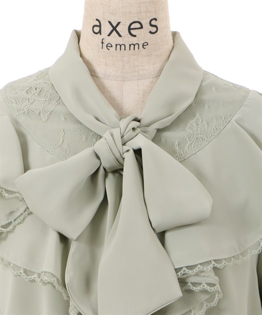 タイ付姫袖風フリルブラウス | outlet | axes femme online shop