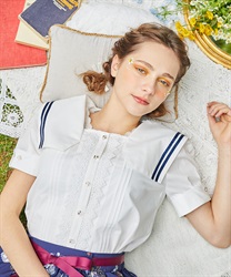 マリン風セーラーカラーブラウス | outlet | axes femme online shop