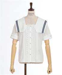 マリン風セーラーカラーブラウス | 衣料 | axes femme online shop