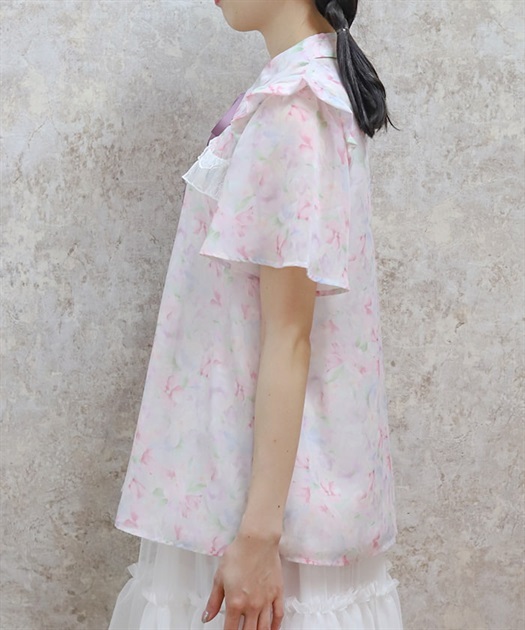 花柄フリルシアーブラウス | レディース服・レディース