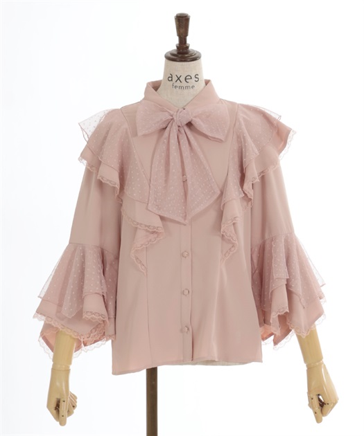 ドットチュールリボン姫袖ブラウス【10%OFF対象商品】 | axes