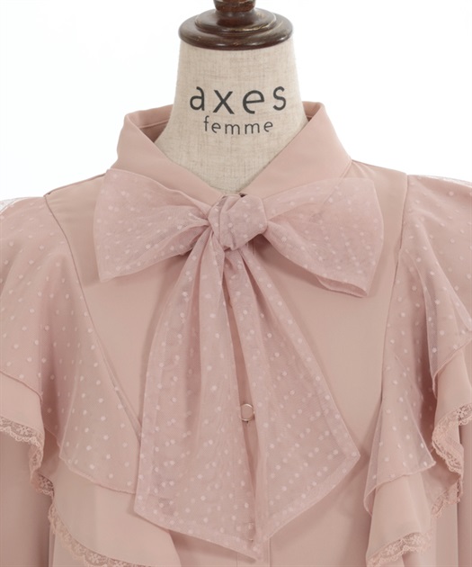 ドットチュールリボン姫袖ブラウス | outlet | axes femme ドットチュールリボン姫袖ブラウス | outlet | axes femme