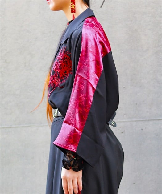 彼岸花刺繍半袖シャツ | REZEN | axes femme online shop 彼岸花刺繍半袖シャツ | REZEN | axes femme online shop
