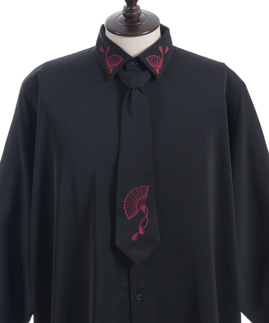 o913_r ページ タイ付扇子刺繍シャツ | REZEN | axes femme online shop
