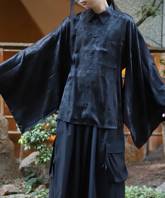 扇子ジャガード和袖シャツ【10%OFF対象商品】 | レディース服 扇子ジャガード和袖シャツ【10%OFF対象商品】 | レディース服
