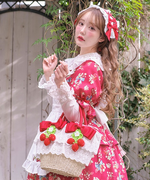 いちごあみぐるみ付カゴバッグ【受注生産】 | レディース服 いちごあみぐるみ付カゴバッグ【受注生産】 | レディース服