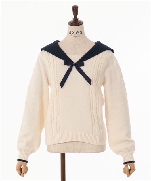 ブローチ付セーラーニット | outlet | axes femme online shop ブローチ付セーラーニット | outlet | axes femme online shop