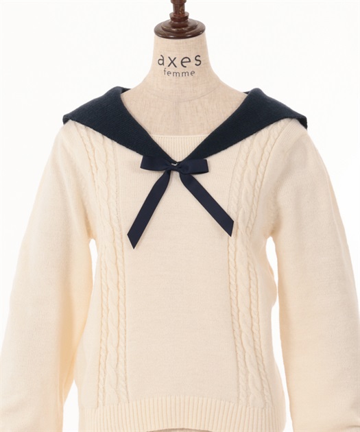 ブローチ付セーラーニット【期間限定価格】 | outlet | axes ブローチ付セーラーニット【期間限定価格】 | outlet | axes