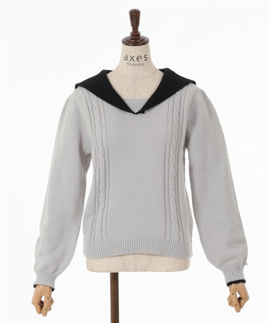 ブローチ付セーラーニット【期間限定価格】 | outlet | axes ブローチ付セーラーニット【期間限定価格】 | outlet | axes