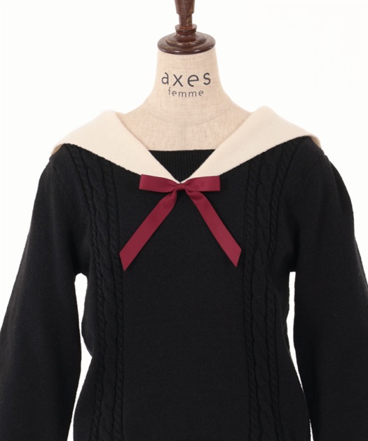 ブローチ付セーラーニット【期間限定価格】 | outlet | axes ブローチ付セーラーニット【期間限定価格】 | outlet | axes