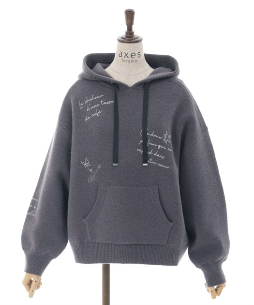 ランダム刺繍ニットフーディー | outlet | axes femme online shop ランダム刺繍ニットフーディー | outlet | axes femme online shop