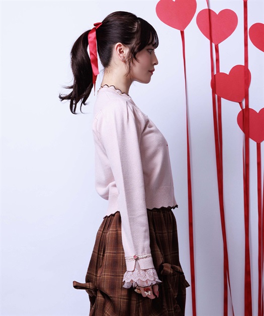 ハート釦バイカラーニットプルオーバー【予約】 | axes femme online shop