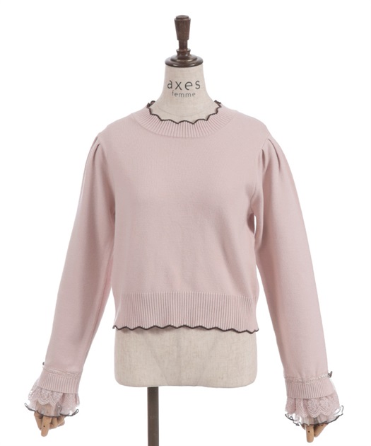 ＼＼♡／／ページ ハート釦バイカラーニットプルオーバー【予約】 | axes femme online shop