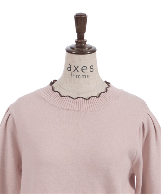 ♡ページ ハート釦バイカラーニットプルオーバー【予約】 | axes femme | axes