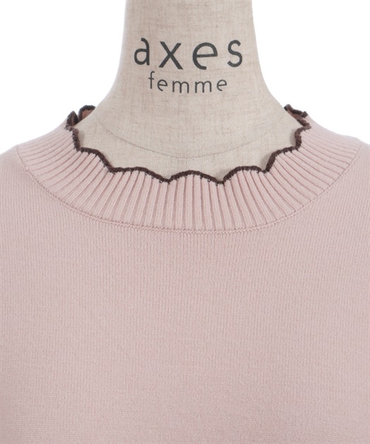 ハート釦バイカラーニットプルオーバー【予約】 | axes femme | axes