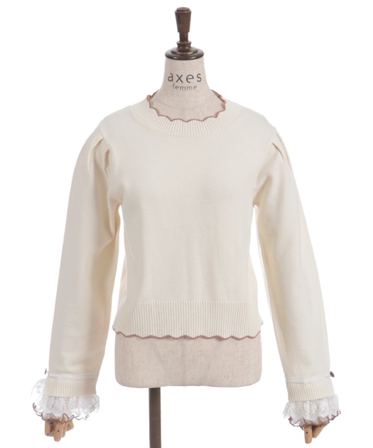 ハート釦バイカラーニットプルオーバー | axes femme online shop