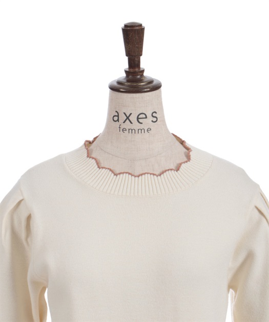 Y♡ページ ハート釦バイカラーニットプルオーバー【予約】 | axes femme online shop