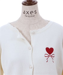 ハートリボン刺繍ニットカーディガン | outlet | axes femme ハートリボン刺繍ニットカーディガン | outlet | axes femme