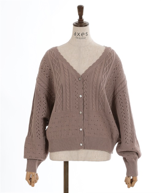 透かし編みニットカーディガン | outlet | axes femme online shop 透かし編みニットカーディガン | outlet | axes femme online shop