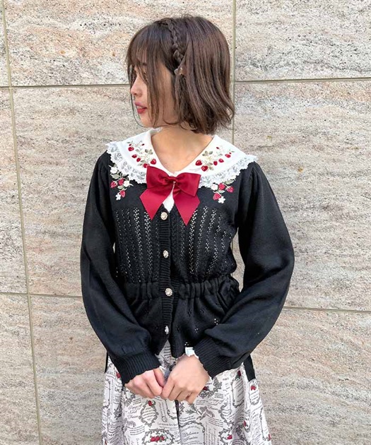 ストロベリー刺繍ニットカーディガン | outlet | axes femme ストロベリー刺繍ニットカーディガン | outlet | axes femme