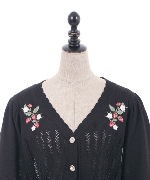 ストロベリー刺繍ニットカーディガン | outlet | axes femme ストロベリー刺繍ニットカーディガン | outlet | axes femme