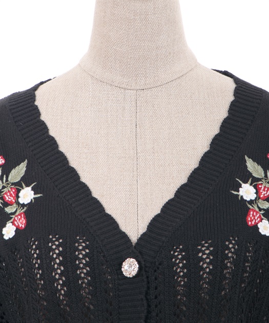 ストロベリー刺繍ニットカーディガン | outlet | axes femme ストロベリー刺繍ニットカーディガン | outlet | axes femme