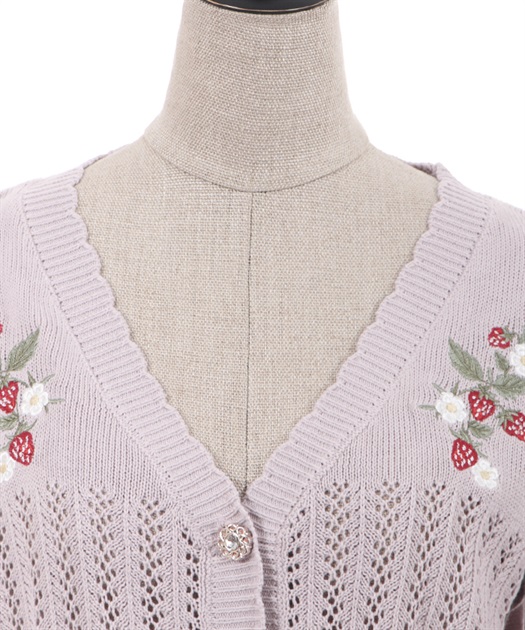 ストロベリー刺繍ニットカーディガン | outlet | axes femme ストロベリー刺繍ニットカーディガン | outlet | axes femme