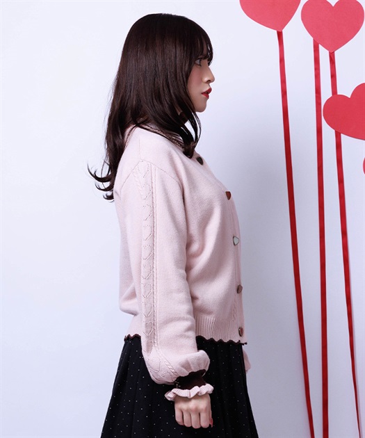ハート釦バイカラーニットカーディガン【予約】 | axes femme | axes