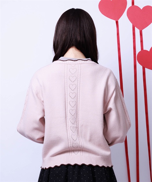 ハート釦バイカラーニットカーディガン【予約】 | axes femme online shop