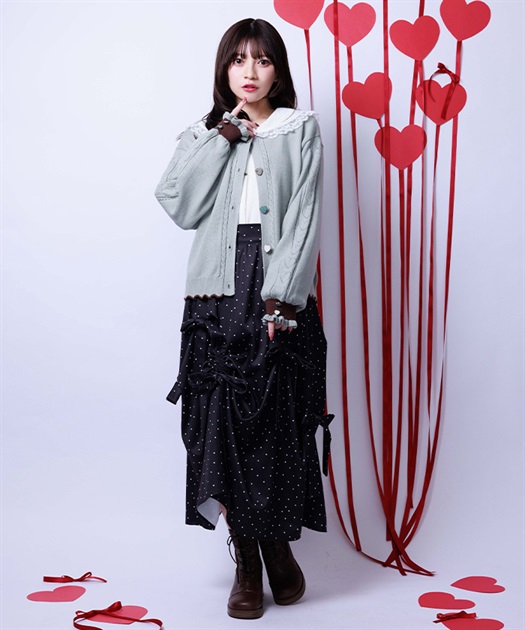 ハート釦バイカラーニットカーディガン【予約】 | axes femme | axes