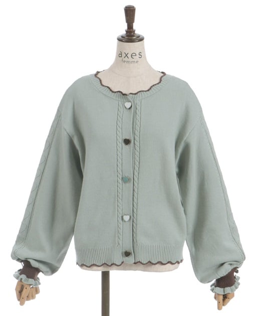 ハート釦バイカラーニットカーディガン【予約】 | axes femme | axes