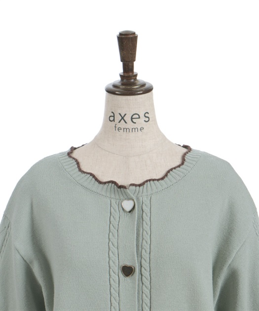 ❤️ページ ハート釦バイカラーニットカーディガン【予約】 | axes femme online shop