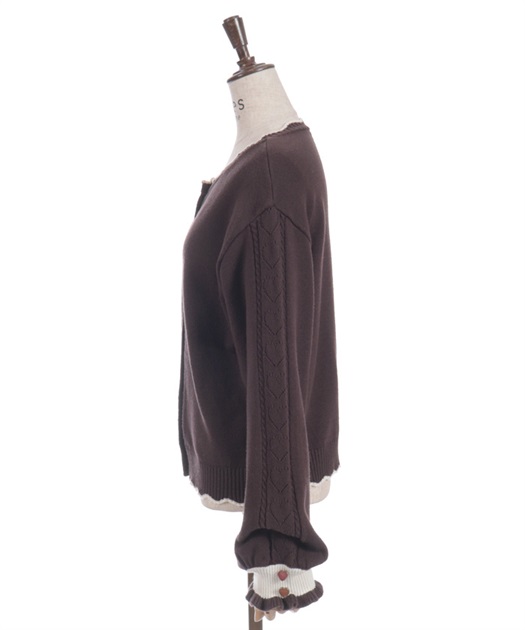 ハート釦バイカラーニットカーディガン【予約】 | axes femme online shop