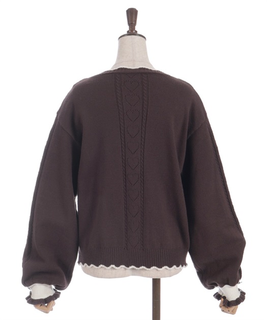 ハート釦バイカラーニットカーディガン【予約】 | axes femme online shop