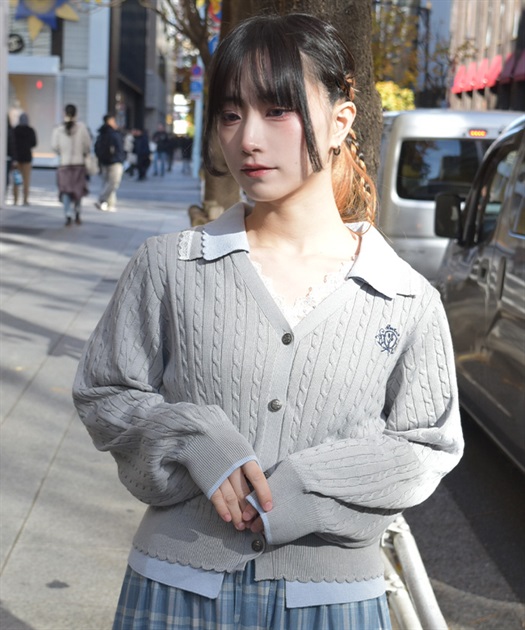 バイカラーニットポロカーディガン | axes femme | axes femme online shop