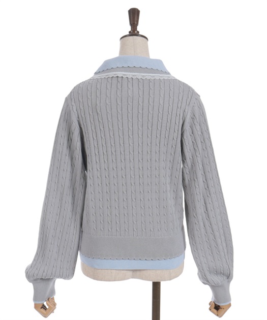 バイカラーニットポロカーディガン | axes femme online shop