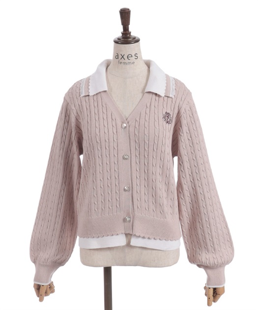 バイカラーニットポロカーディガン【10%OFF対象商品】 | axes femme