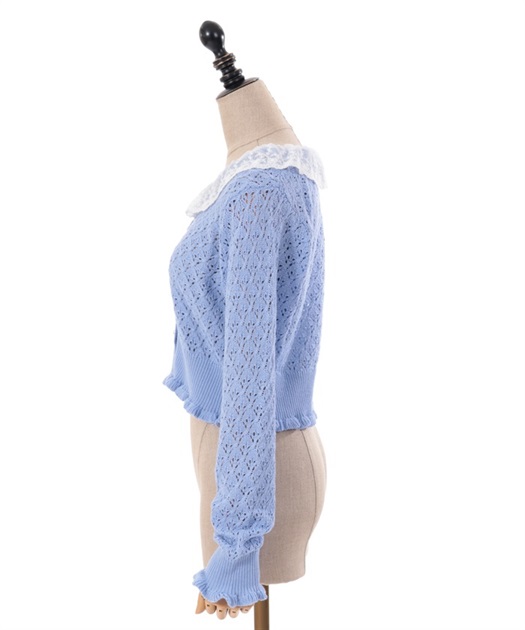 レースフリル襟ニットカーディガン | outlet | axes femme