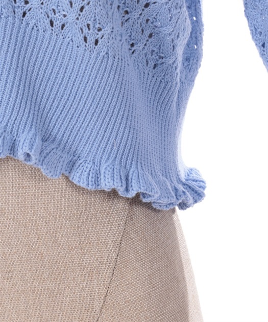 レースフリル襟ニットカーディガン | outlet | axes femme