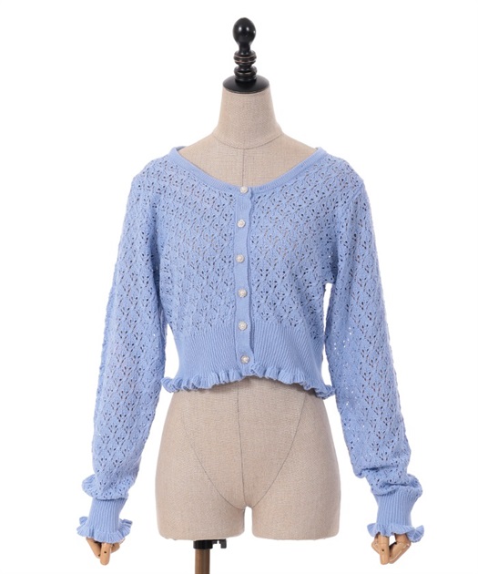 レースフリル襟ニットカーディガン | outlet | axes femme レースフリル襟ニットカーディガン | outlet | axes femme
