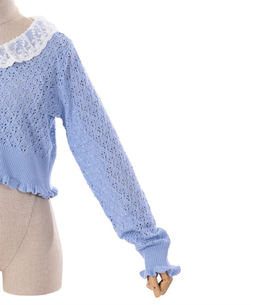 レースフリル襟ニットカーディガン | outlet | axes femme レースフリル襟ニットカーディガン | outlet | axes femme