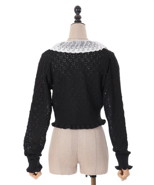 レースフリル襟ニットカーディガン | outlet | axes femme