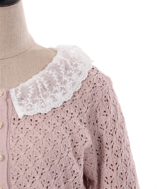 レースフリル襟ニットカーディガン | outlet | axes femme レースフリル襟ニットカーディガン | outlet | axes femme