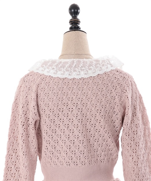 レースフリル襟ニットカーディガン | outlet | axes femme レースフリル襟ニットカーディガン | outlet | axes femme