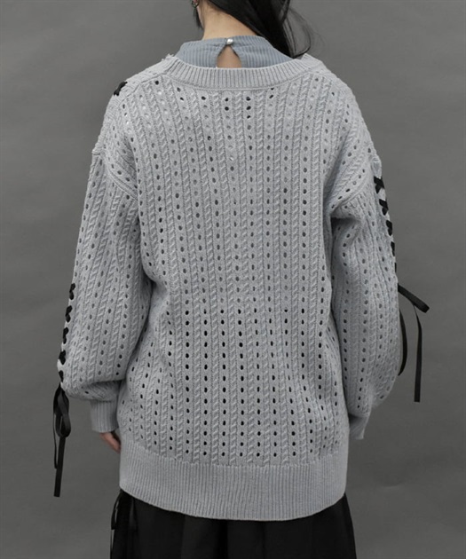 レースアップデザインカーディガン | レディース服・レディース レースアップデザインカーディガン | レディース服・レディース