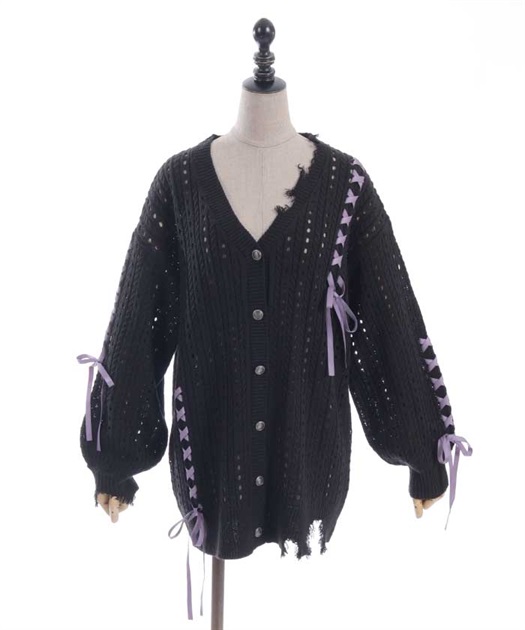 レースアップデザインカーディガン | レディース服・レディース レースアップデザインカーディガン | レディース服・レディース