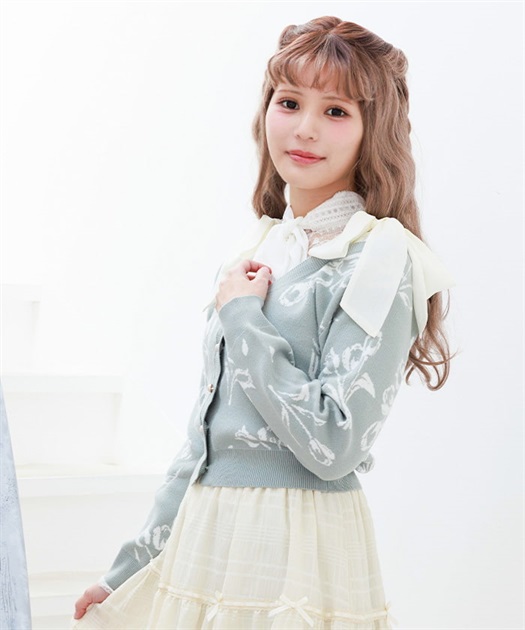 フラワージャカードニットカーディガン | レディース服 フラワージャカードニットカーディガン | レディース服