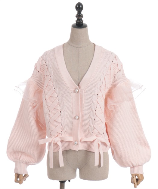 編み上げ×チュールフリルカーディガン | axes femme online shop